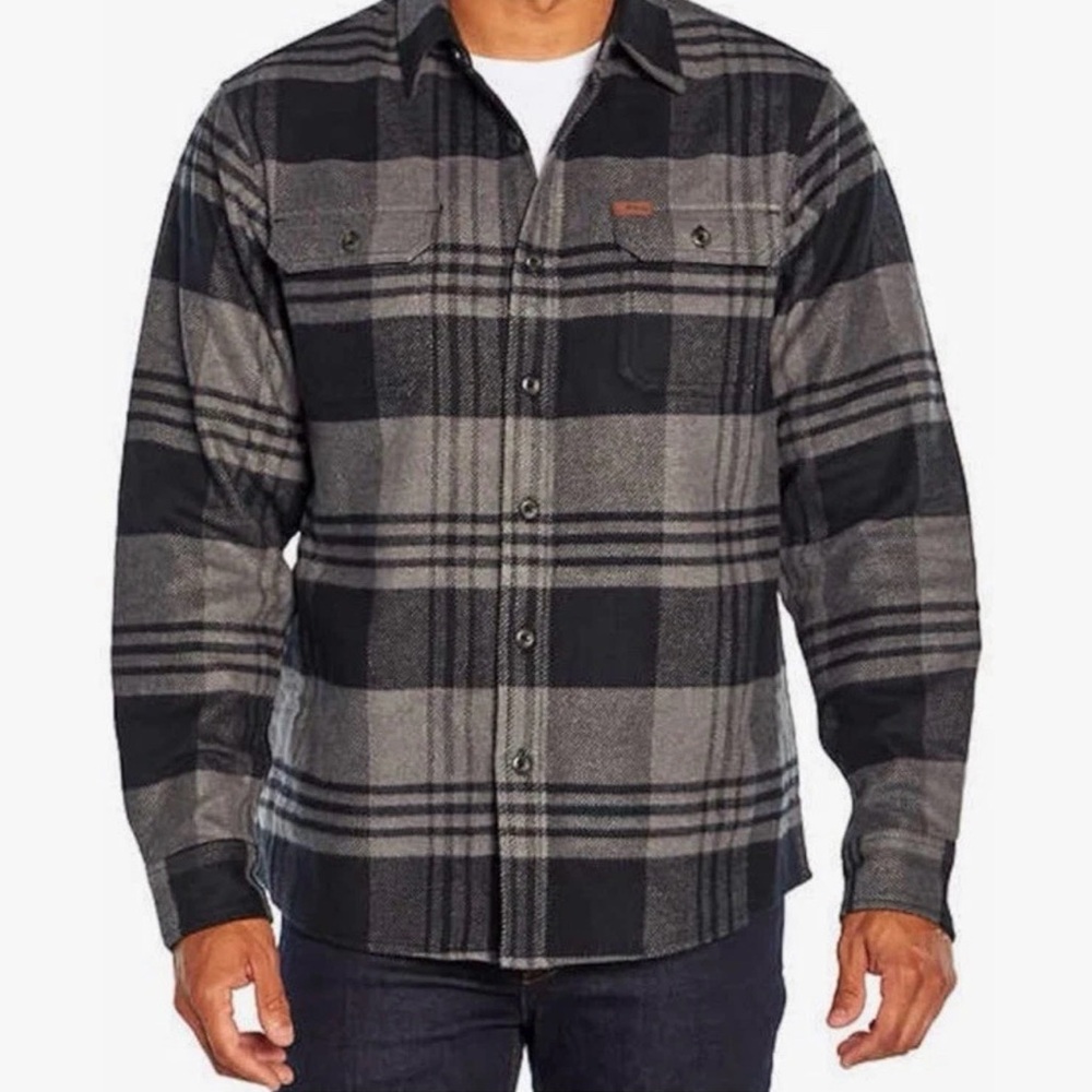 Orvis Men's Button Down Heavy Weight Long Sleeve Flannel Shirt Ale Gray Plaid XL